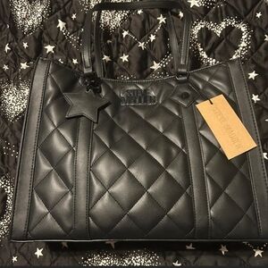 Steve Madden Black Quilted Tote Bag